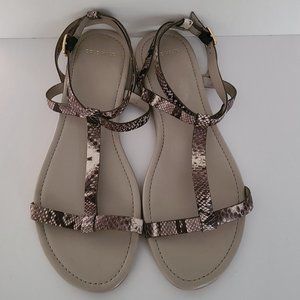 Cole Haan Python T-Strap Flat Sandals, SZ 8.5